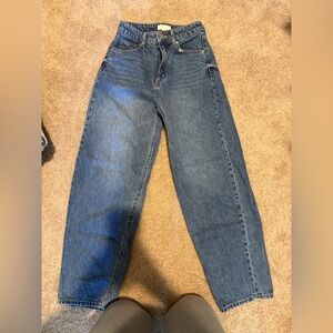 H&M Women's High Rise Straight Leg Jeans - Dark Blue Wash